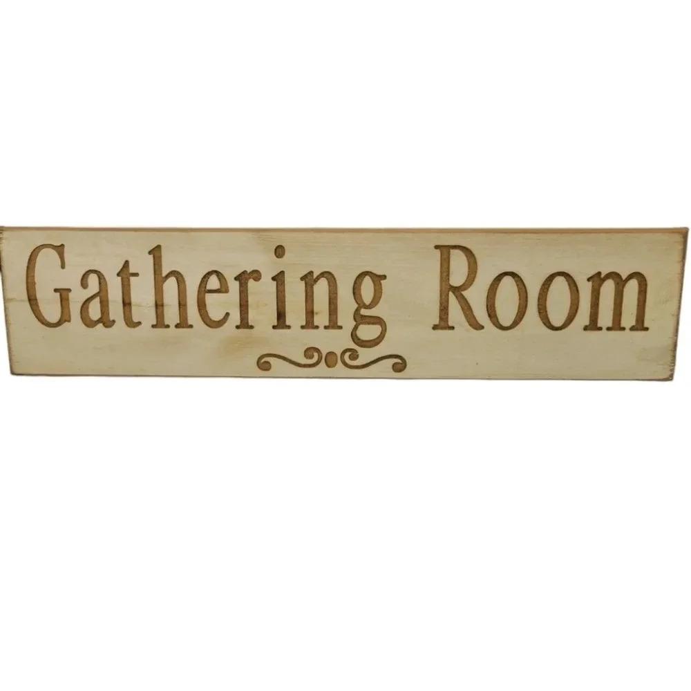 Wood Carved Gathering Room Word Wall Decor Sign Country French Cottagecore